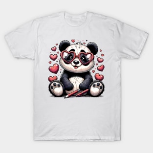 Panda Heart Glasses Cute Valentines Day Bear Animal T-Shirt